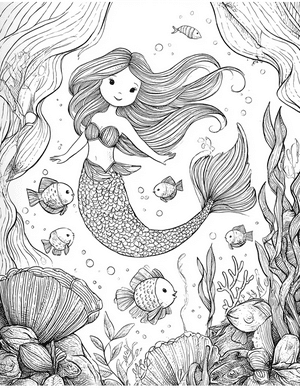 Free Mermaid Friend Coloring Pages - 1