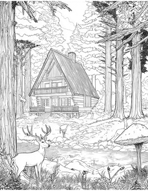 Free Cabin Coloring Pages - 1