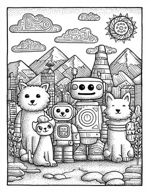 Free Robot Pet Coloring Pages - 1