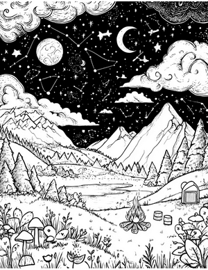 Free Stargazing Coloring Pages - 2