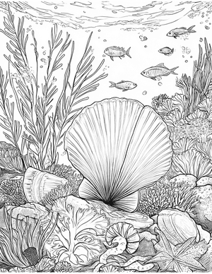 Free Scallop Coloring Pages - 2