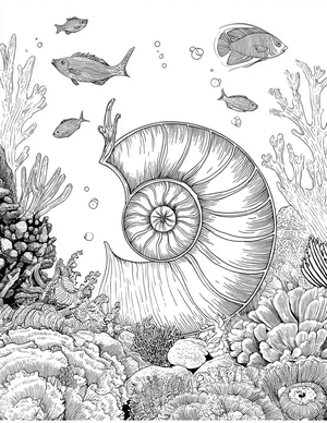 Free Nautilus Shell Coloring Pages - 2