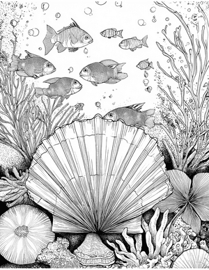 Free Scallop Coloring Pages - 3