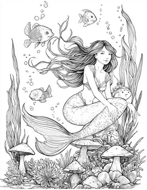 Free Mermaid Friend Coloring Pages - 3