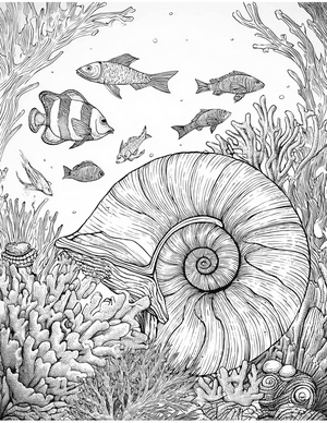 Free Nautilus Shell Coloring Pages - 3