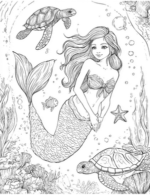 Free Mermaid Friend Coloring Pages - 4