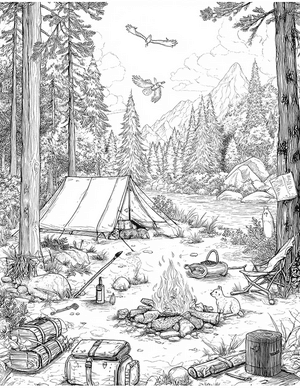 Free Bushcraft Coloring Pages - 4
