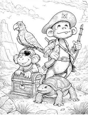 Free Pirate Animal Coloring Pages - 4