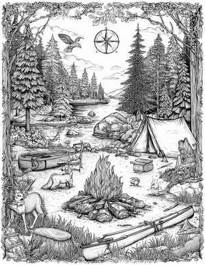 Free Bushcraft Coloring Pages - 5