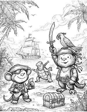 Free Pirate Animal Coloring Pages - 5