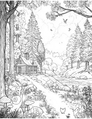 Free Cabin Coloring Pages - 5