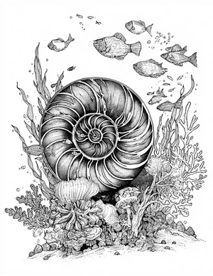 Free Nautilus Shell Coloring Pages - 6