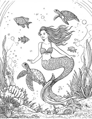 Free Mermaid Friend Coloring Pages - 6