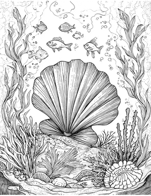 Free Scallop Coloring Pages - 6