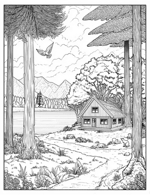 Free Cabin Coloring Pages - 6