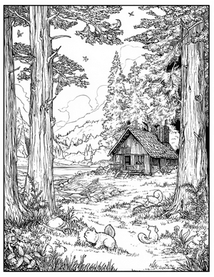 Free Cabin Coloring Pages - 7