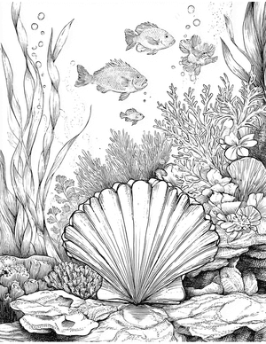 Free Scallop Coloring Pages - 8