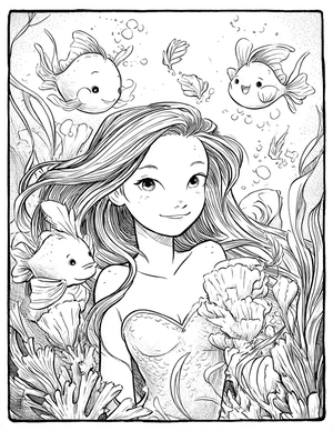 Free Mermaid Friend Coloring Pages - 8