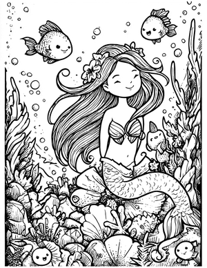 Free Mermaid Friend Coloring Pages - 9