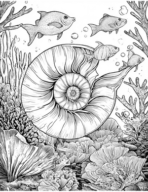 Free Nautilus Shell Coloring Pages - 9