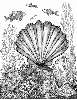 Free Scallop Coloring Pages - 9