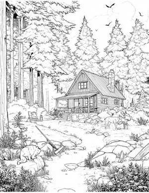 Free Cabin Coloring Pages - 9