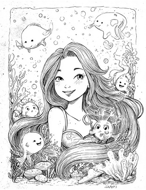 Free Mermaid Friend Coloring Pages - 11