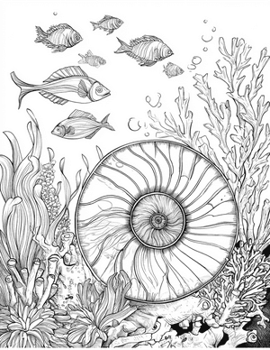 Free Nautilus Shell Coloring Pages - 11