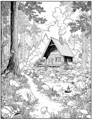 Free Cabin Coloring Pages - 11