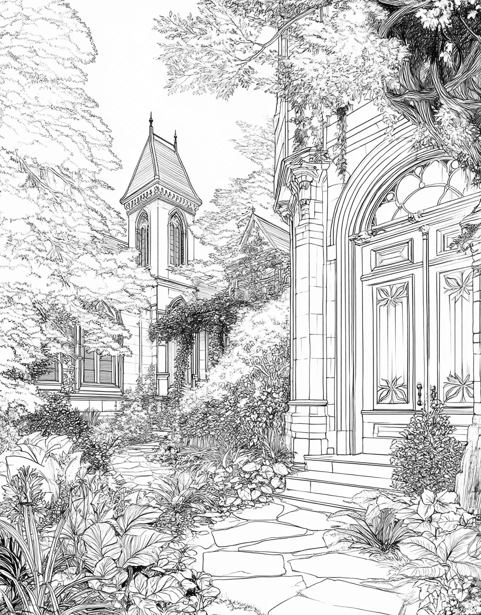 Stress Relief Color Book, Buildings Colouring Pages for Teens, Adult Coloring Pages Free Printables, Coloring Printable Thanksgiving Church, FaithInspired Art Church Scenes to Brighten Your Day main 7