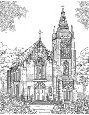 Free Church Coloring Pages - 4